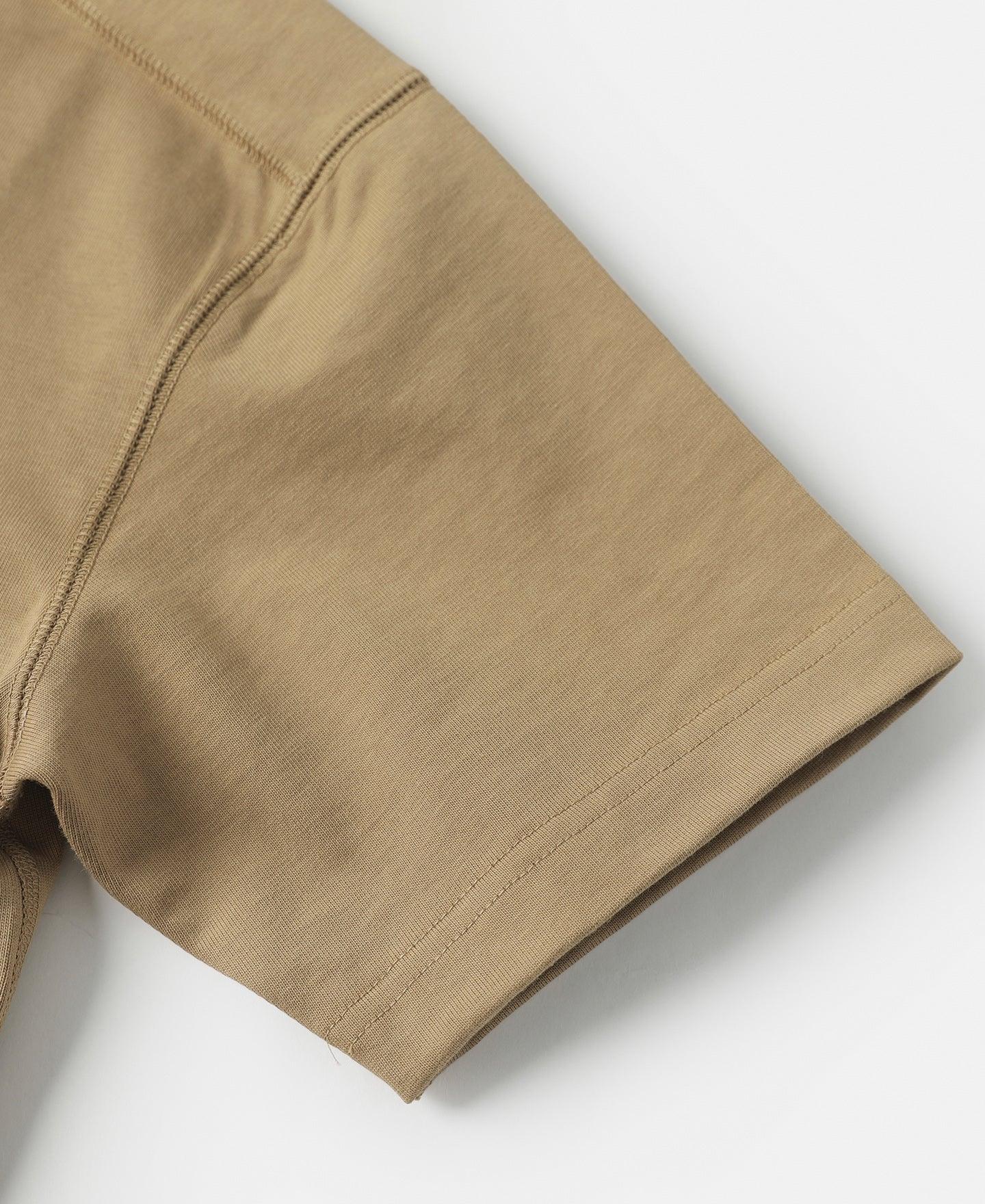 10.6 oz Cotton Short Sleeve Henley T-Shirt - Khaki Product Image