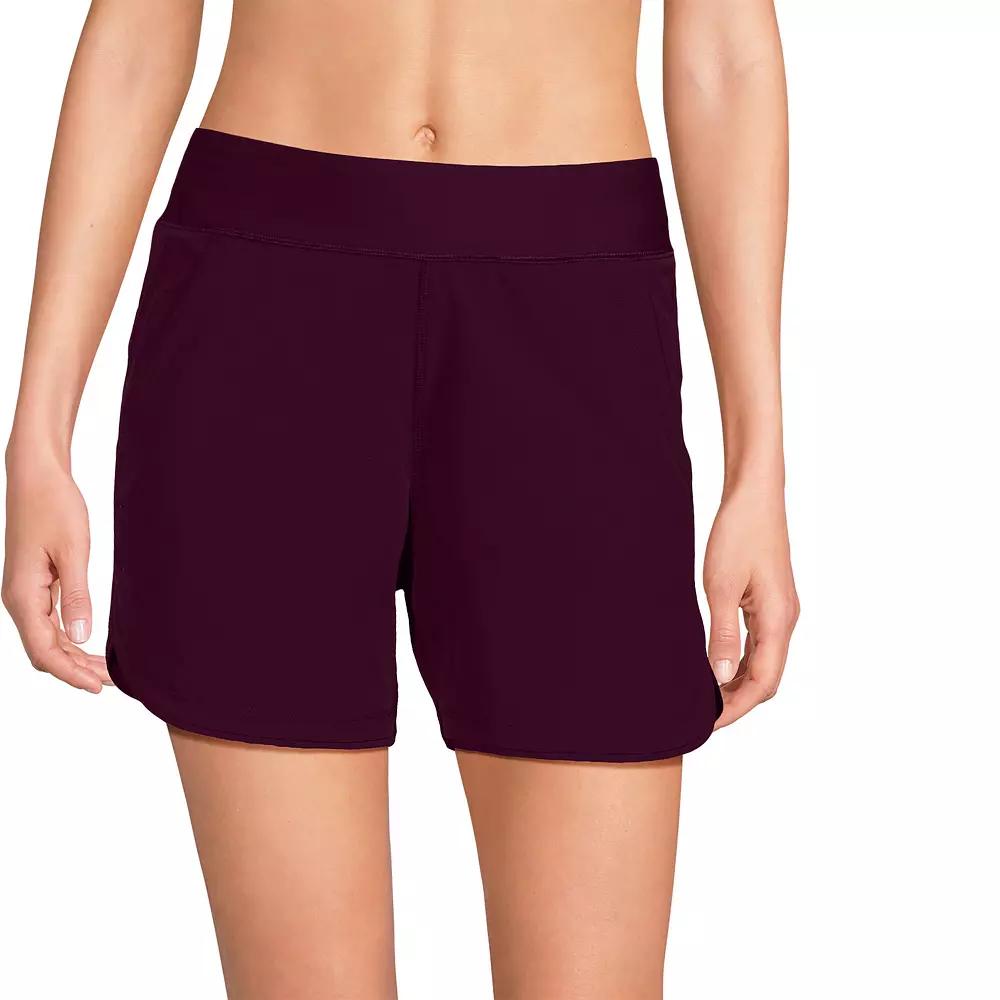 Women's Lands' End 5" Quick Dry Swim Shorts With Panty, Size: 18, Dark Red Product Image