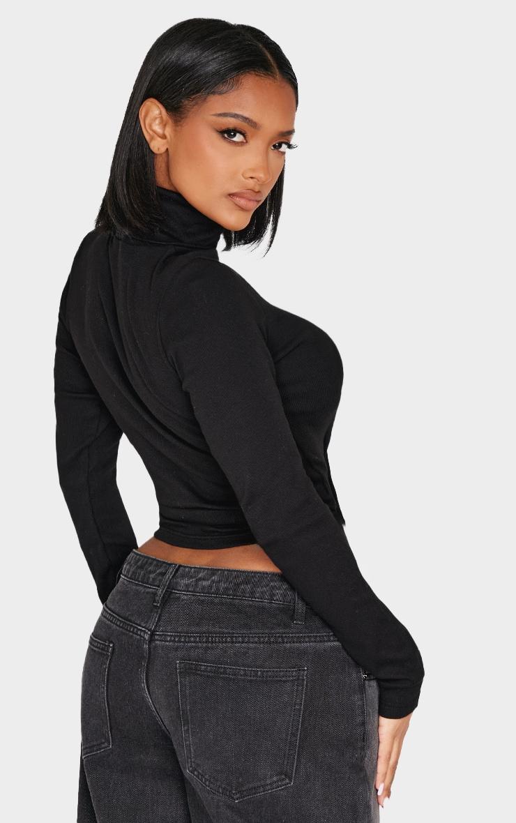 Shape Black Swirl Logo Ribbed Long Sleeve Roll Neck Top Product Image