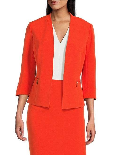 Kasper Crepe Fly Front Slim Leg Pants Product Image