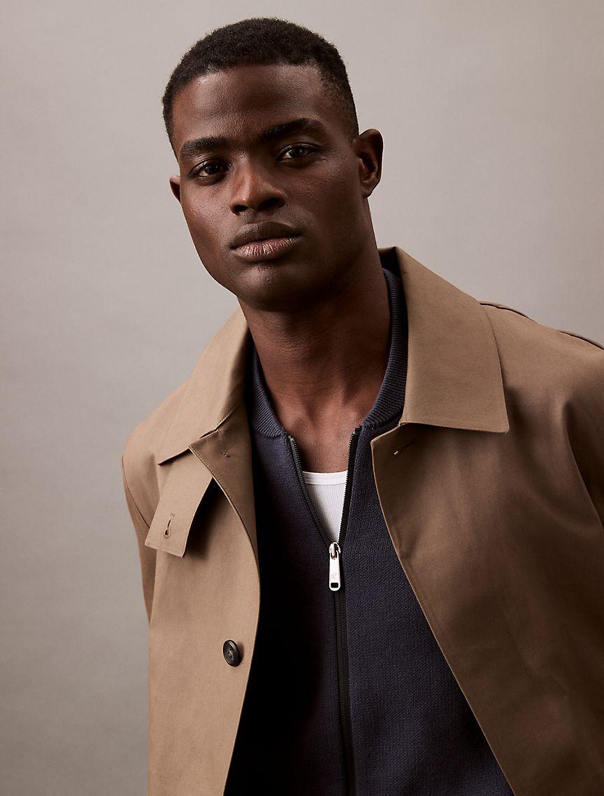 Smooth Cotton Sweater Bomber Jacket Product Image