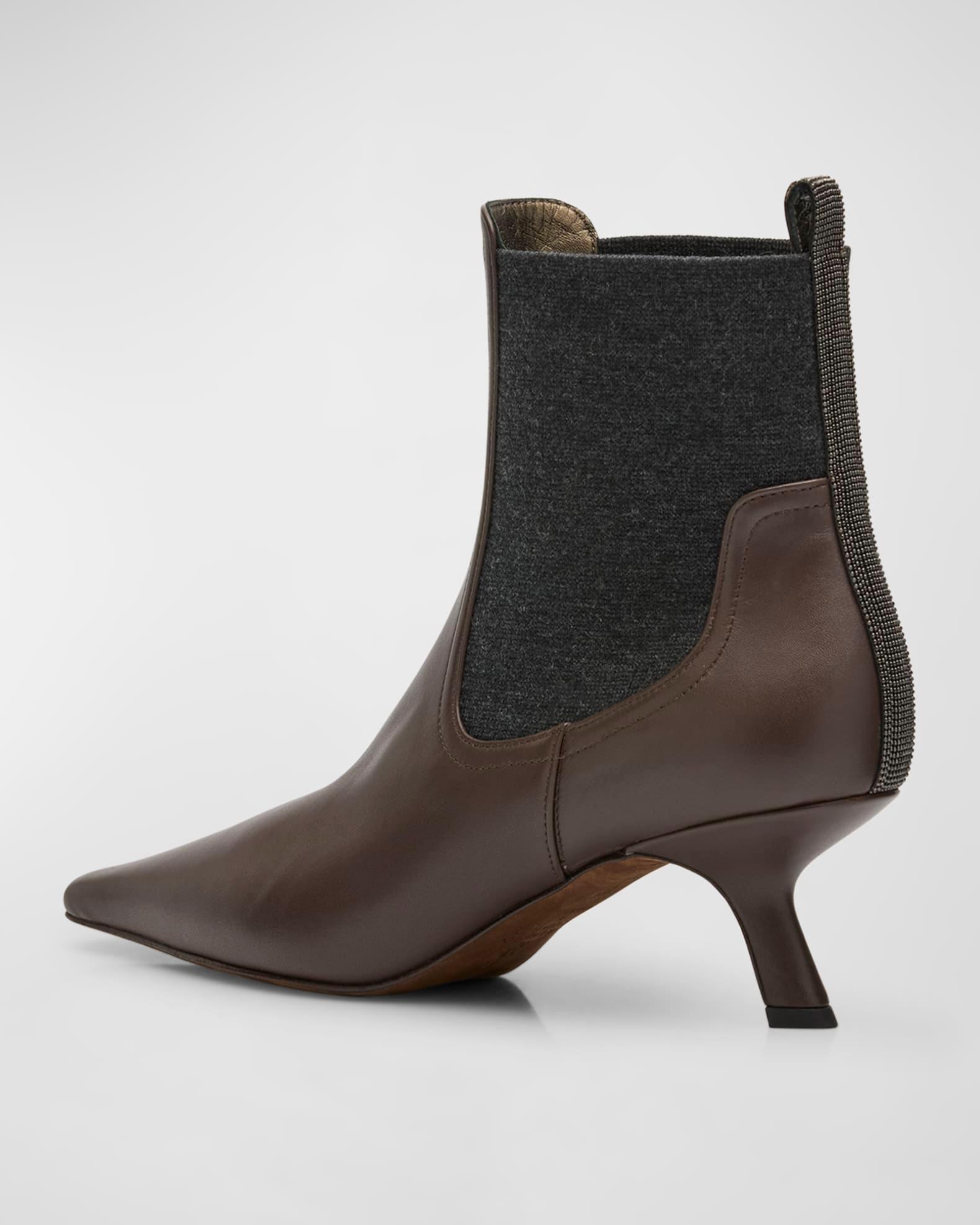Leather Monili Comma-Heel Ankle Boots Product Image