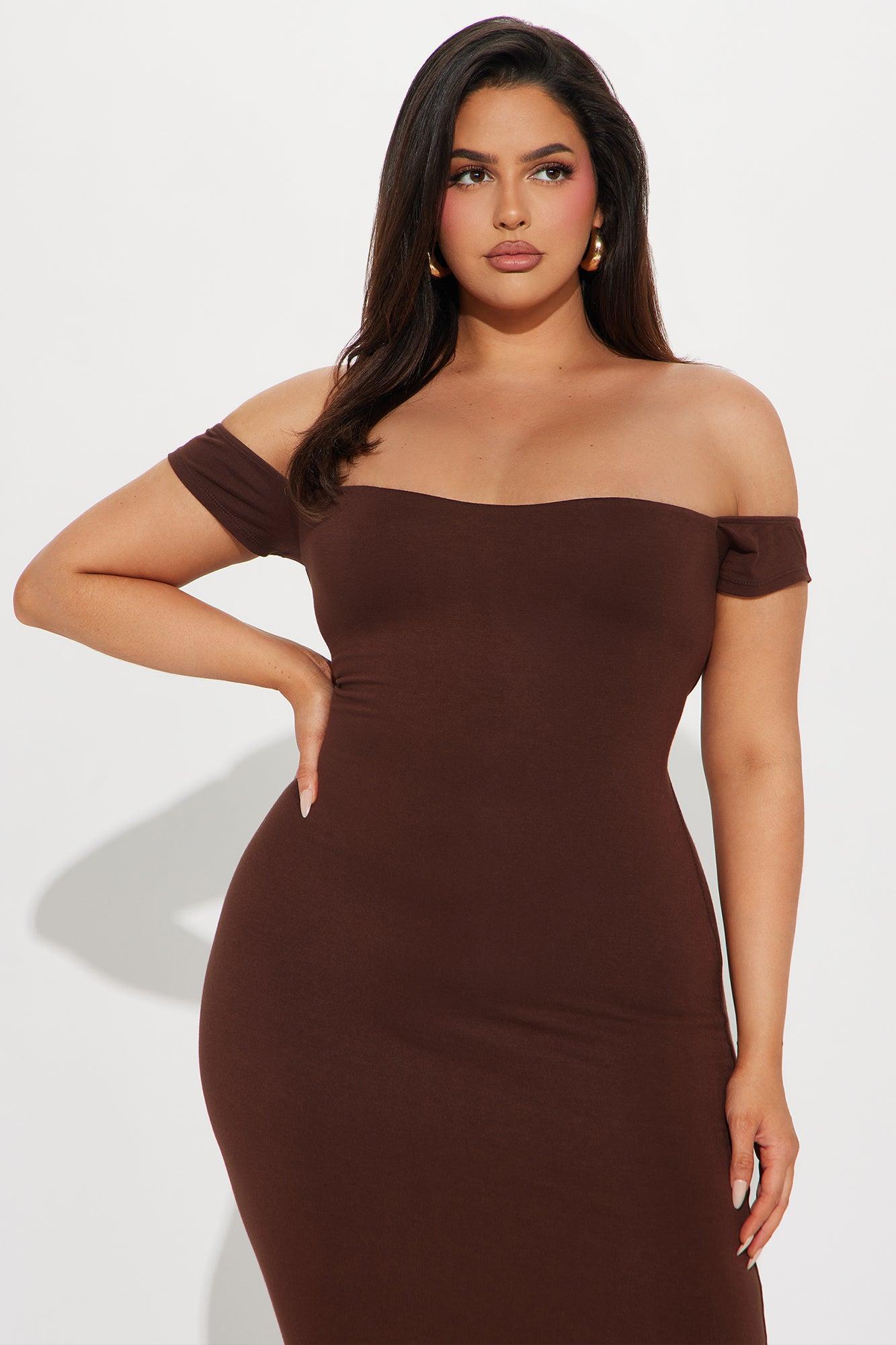 Mina Smooth Double Lined Maxi Dress - Chocolate Product Image