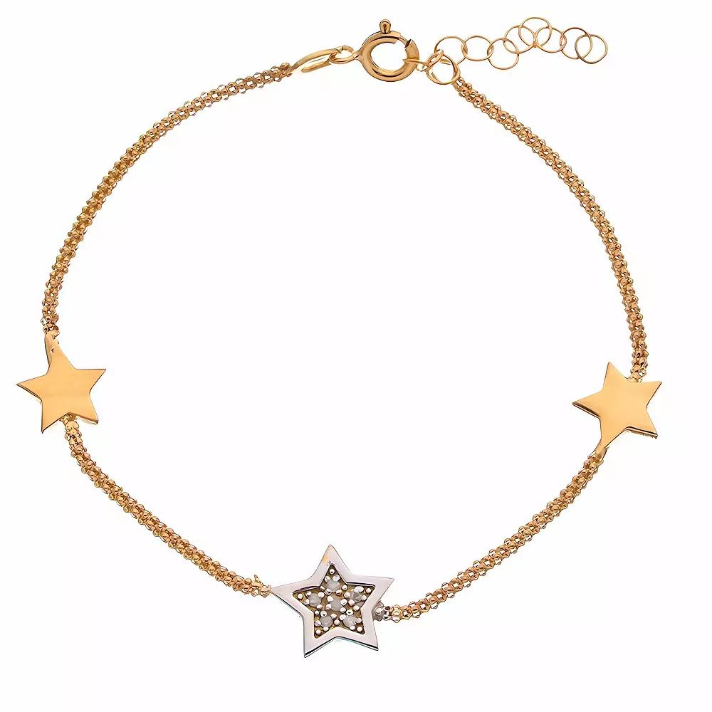 Meshmerise Sterling Silver Diamond Accented Stars Bracelet, Women's, Size: 7", Gold Tone Product Image