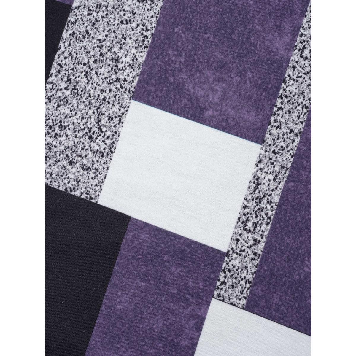 Plus Size Crew Neck Geometric Patchwork Sweatshirt Women Deeppurple Casual Contrast Loose Round Neck Everyday Sweatshirts BloomChic 28/5X Product Image