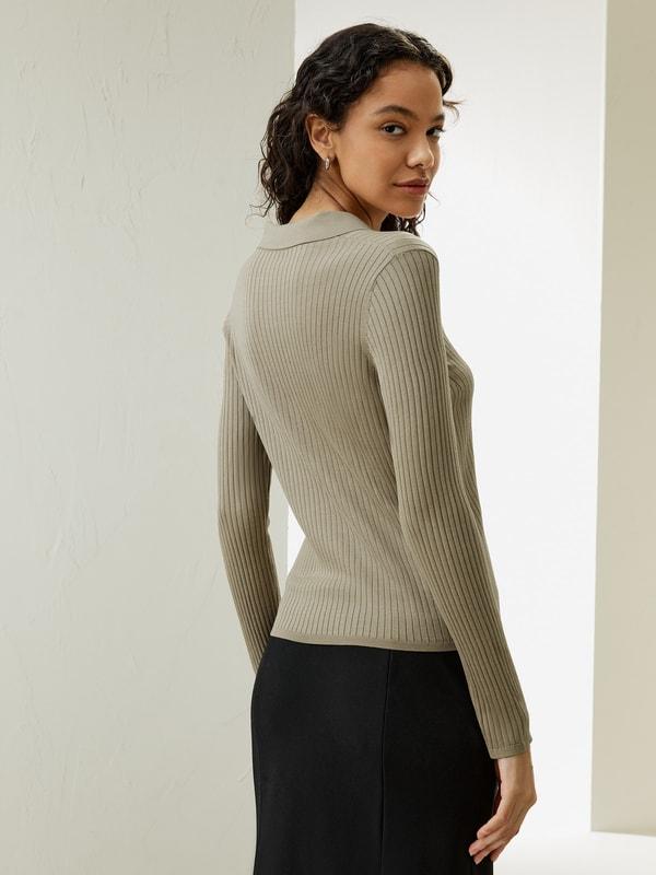 Lapel Collar Spun Silk Cardigan Product Image