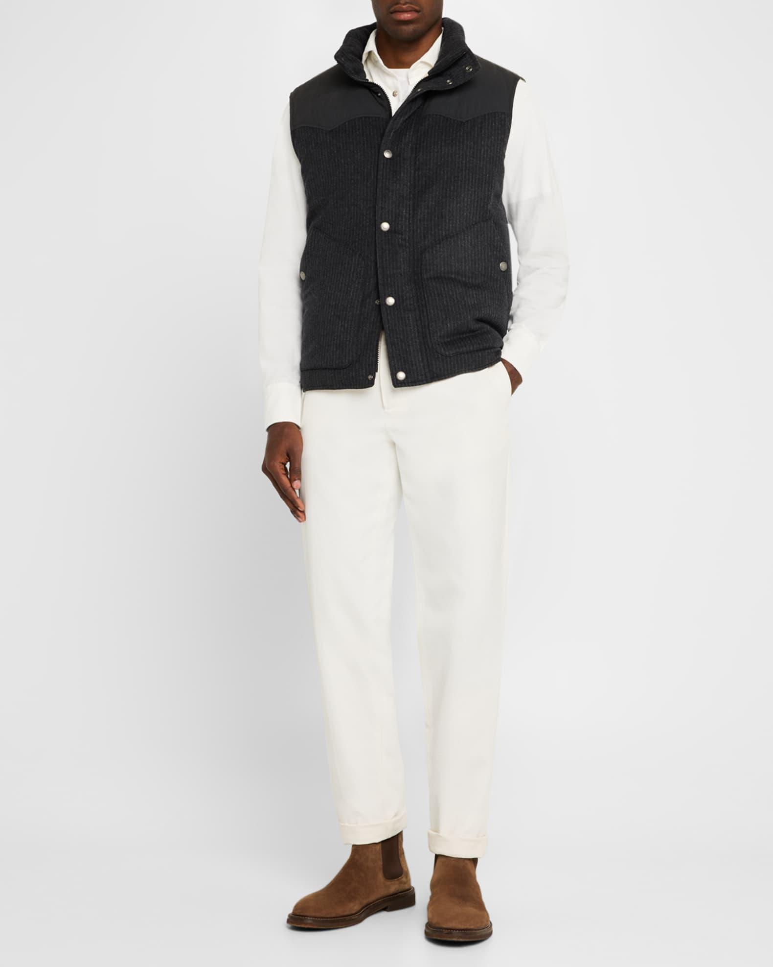 Men's Mixed Media Snap-Front Down Vest Product Image