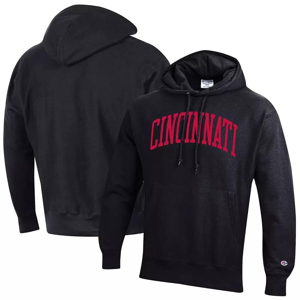 Men's Champion Black Cincinnati Bearcats Team Arch Reverse Weave Pullover Hoodie,  Product Image