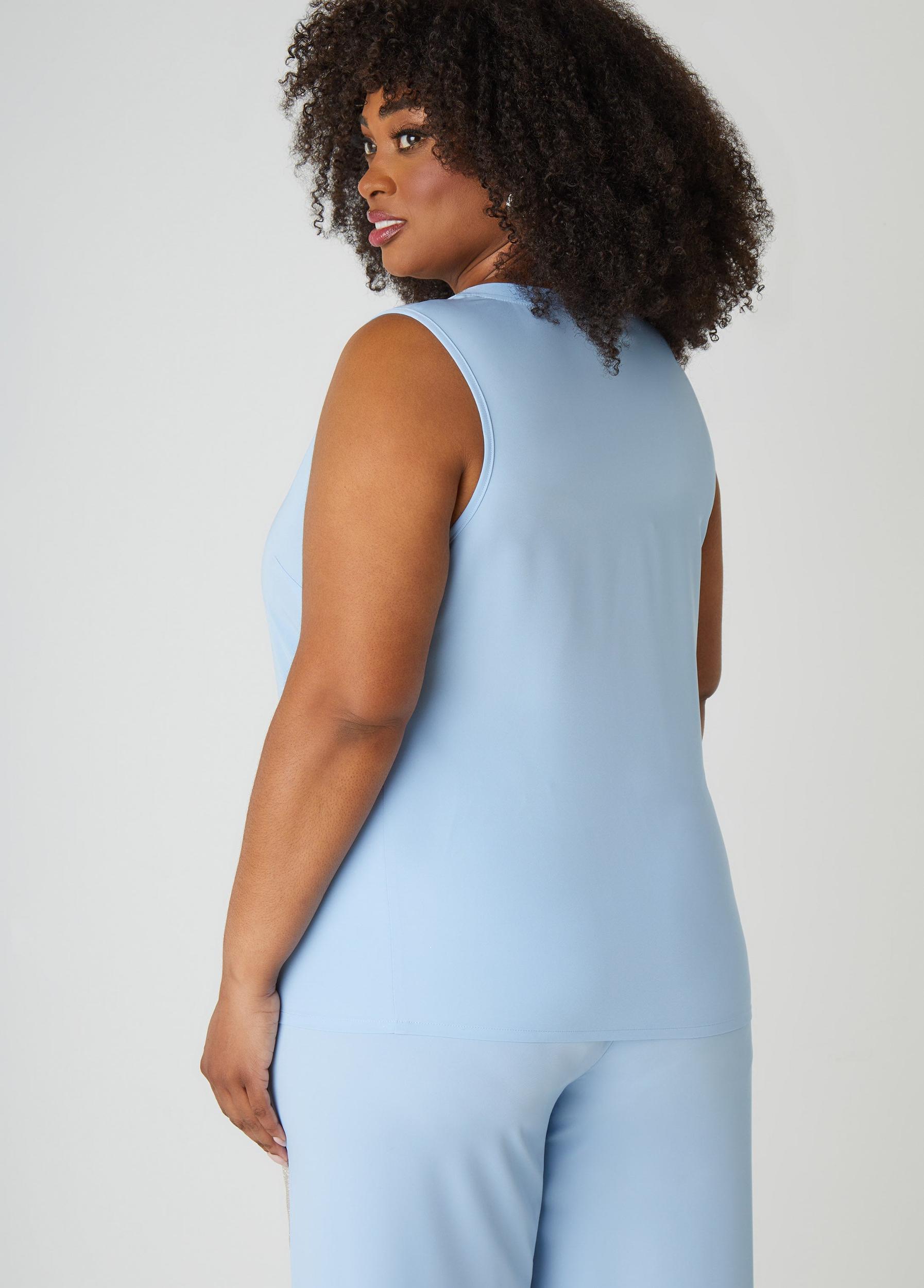 Metallic Trimmed V Neck Top Product Image