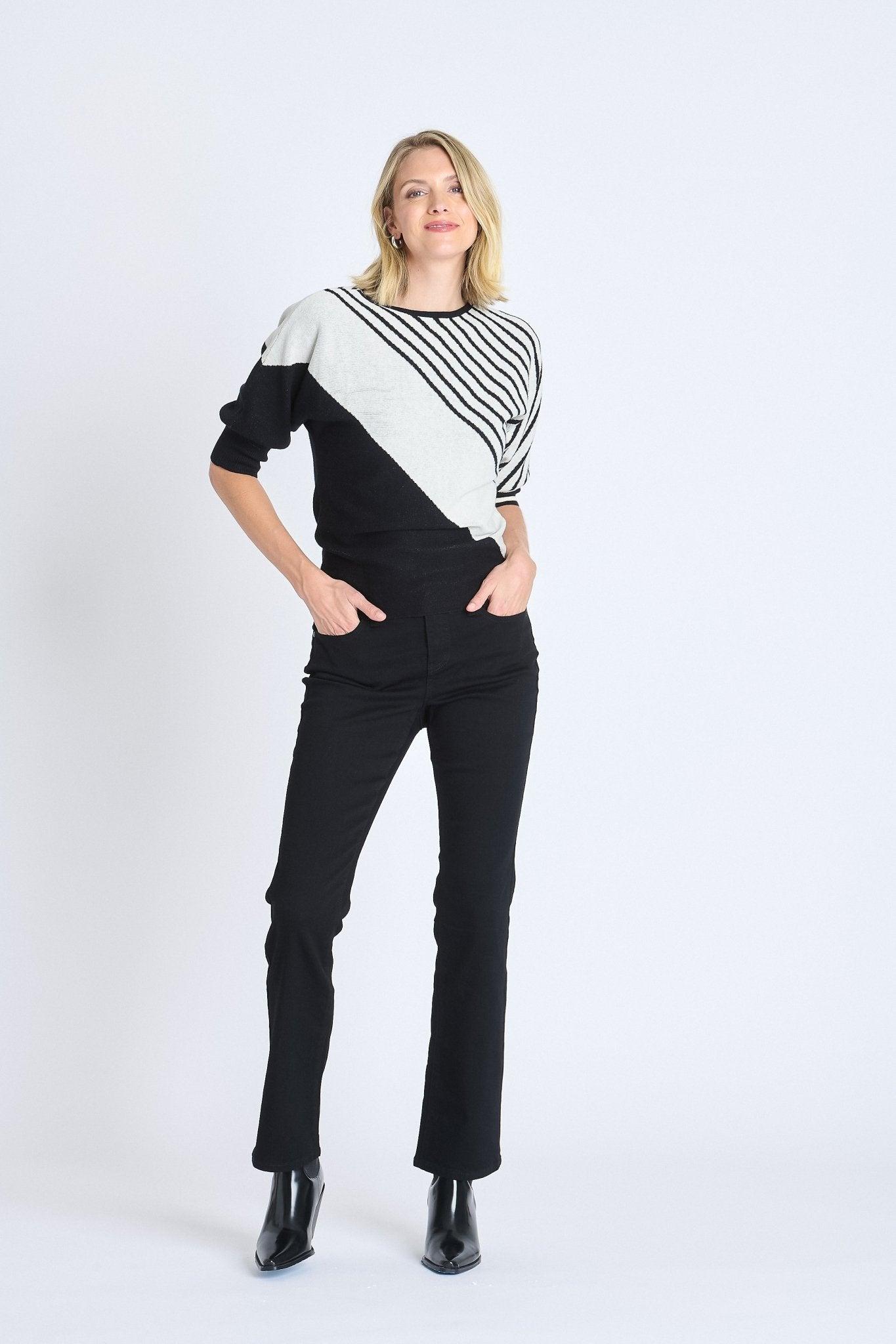 Striped Color Block Dolman Sweater Product Image
