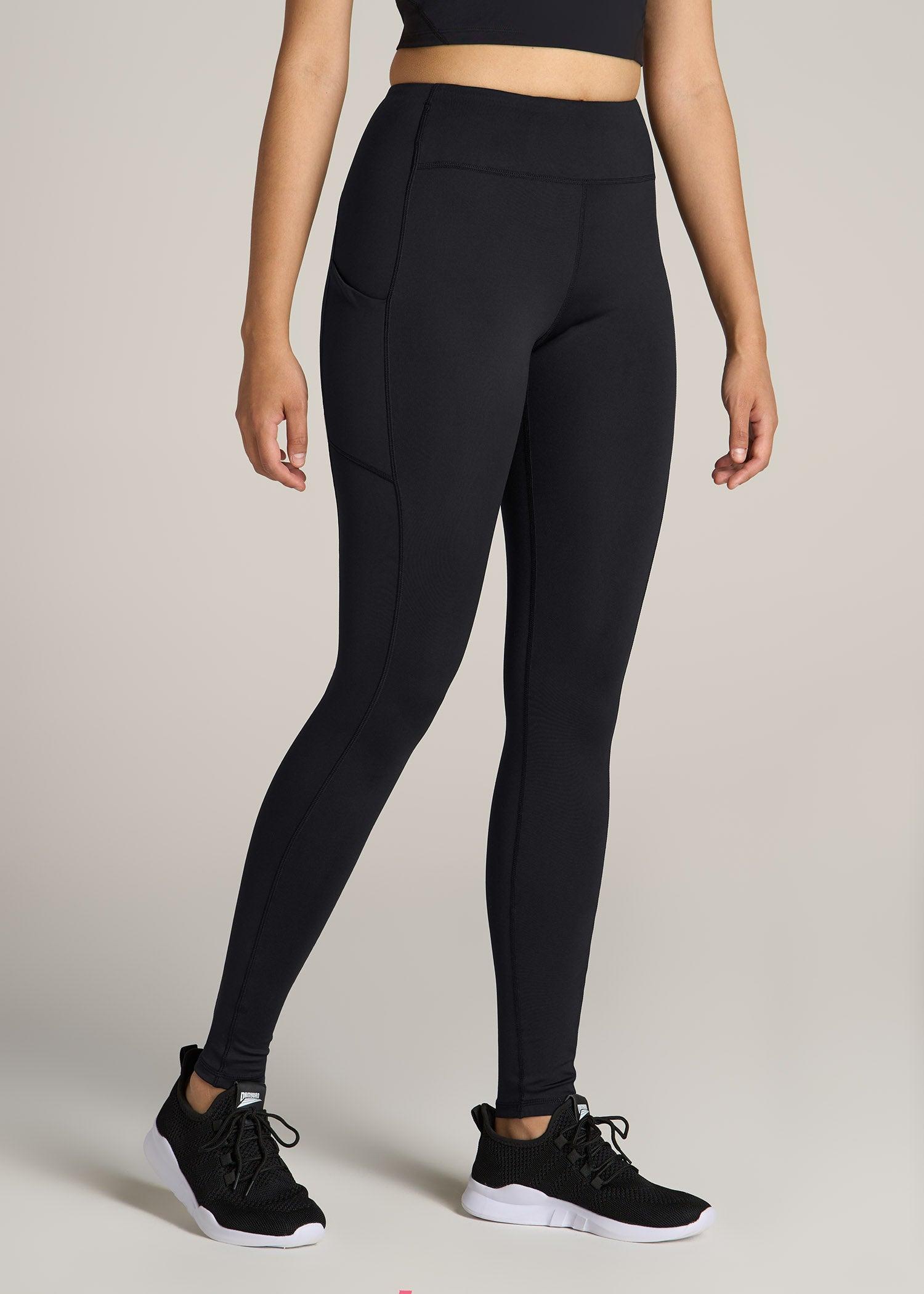 Active Leggings with Pockets for Tall Women in Black Female Product Image