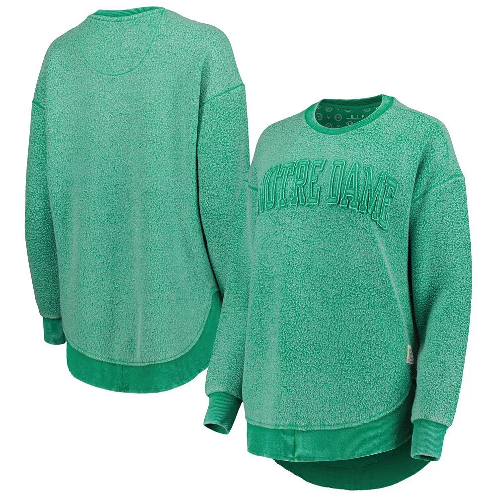 Women's Pressbox Green Notre Dame Fighting Irish Ponchoville Pullover Sweatshirt, Size: Small Product Image