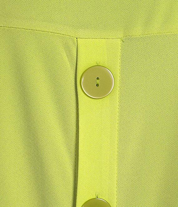 Slim Factor by Investments Crew Neckline High-Low Hem Back Button Top Product Image