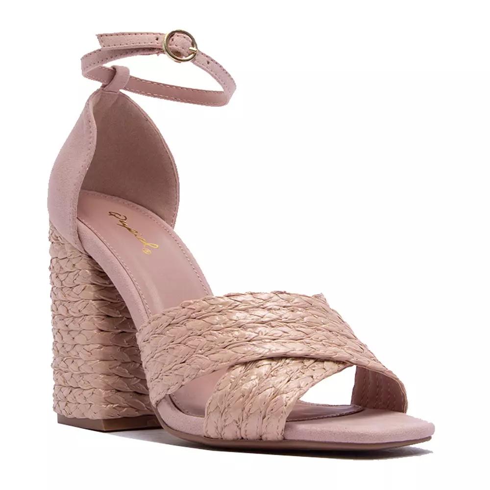 Women's Qupid Cage-82X Braided Ankle Strap Heel Sandal,  Product Image