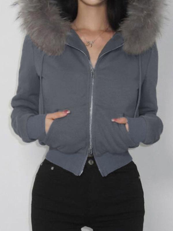 Letter Embroidery Fur Stitching Jacket Product Image