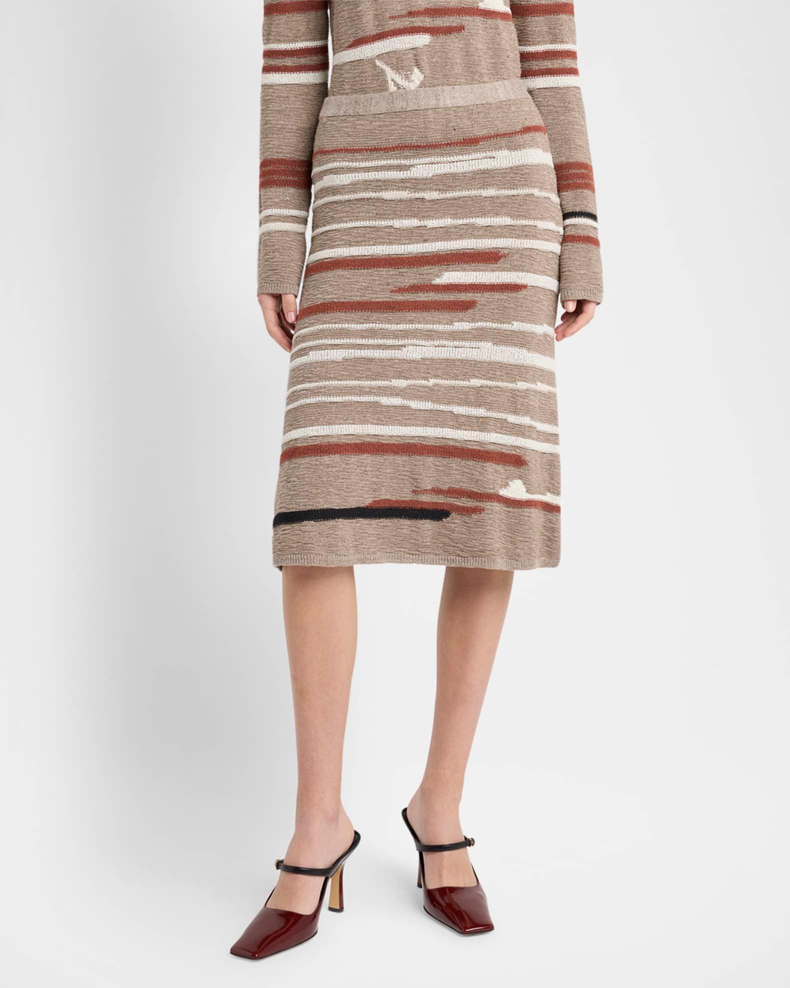 Linen-Cotton Intarsia Skirt Product Image