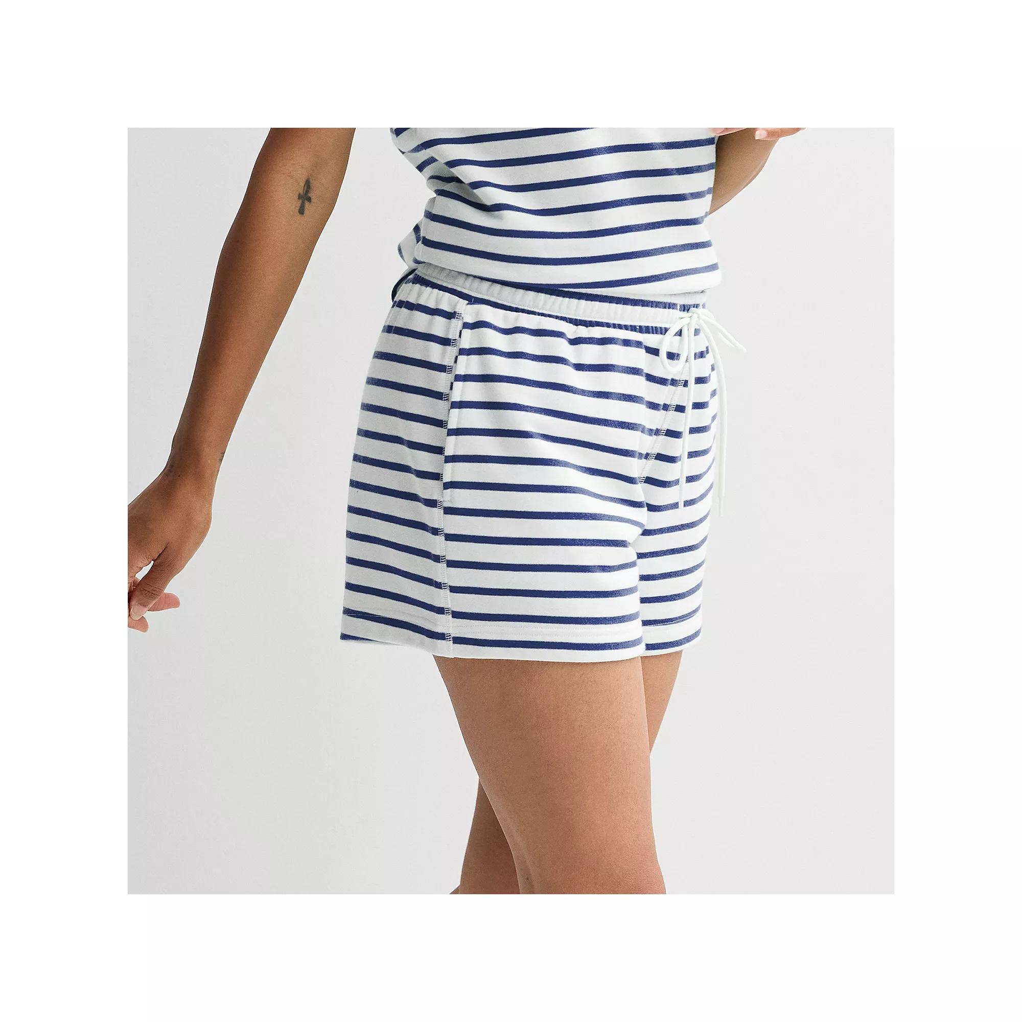 Women's Sonoma Goods For Life® French Terry Striped Shorts, Size: XL, Small Blue Stripe Product Image