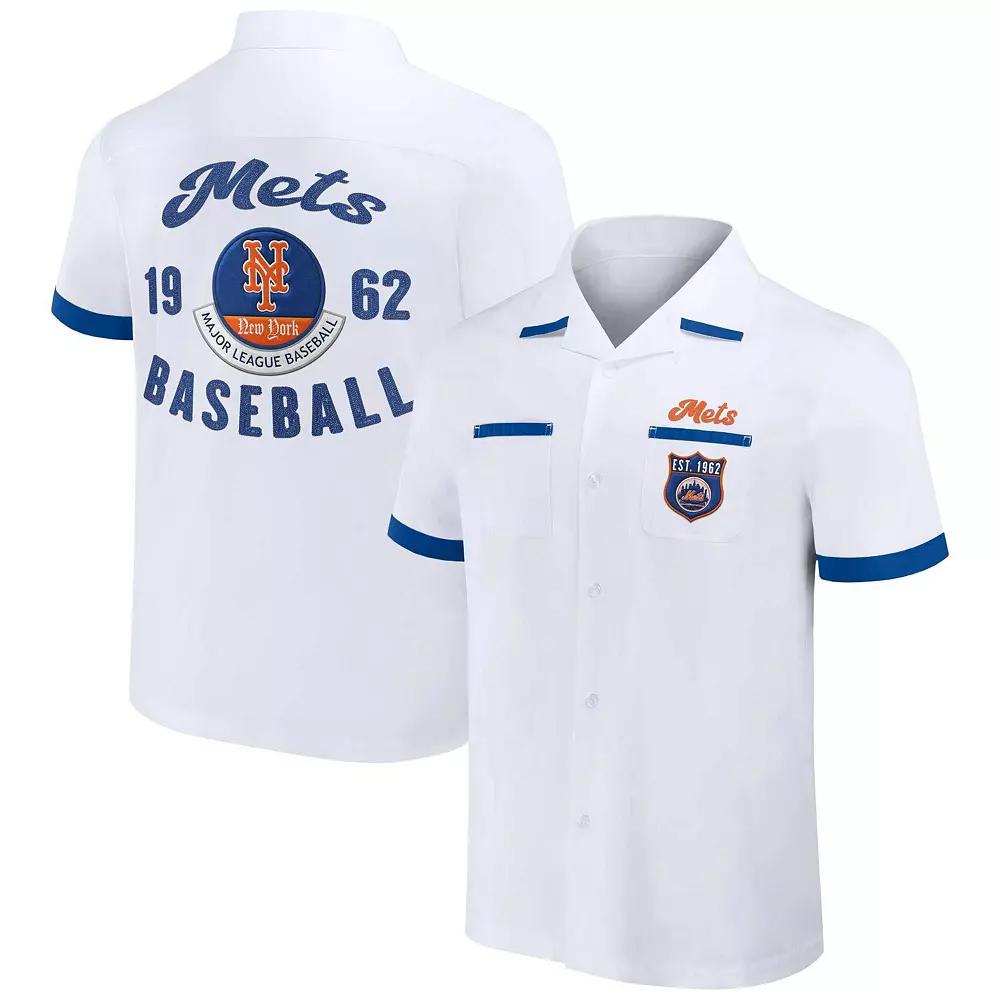 Men's Darius Rucker Collection by Fanatics  White New York Mets Bowling Button-Up Shirt, Size: Small Product Image