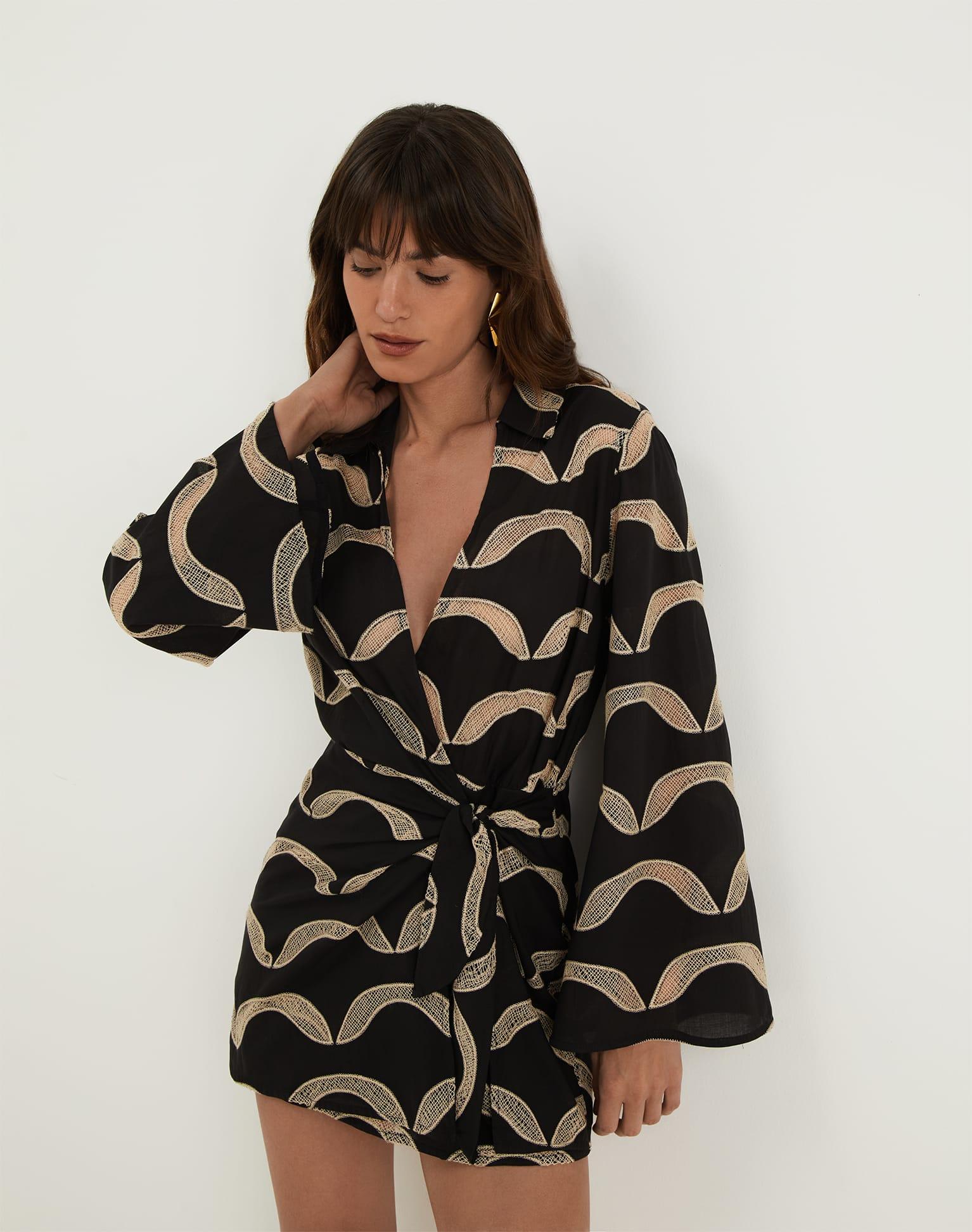 Eyelet Mea Short Dress - Black Product Image