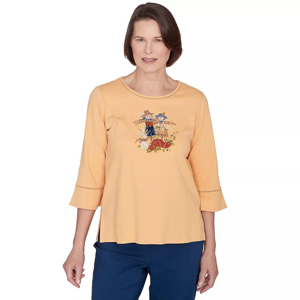 Women's Alfred Dunner Scarecrow Detailed Bell Sleeves Top, Size: XL, Honey Product Image