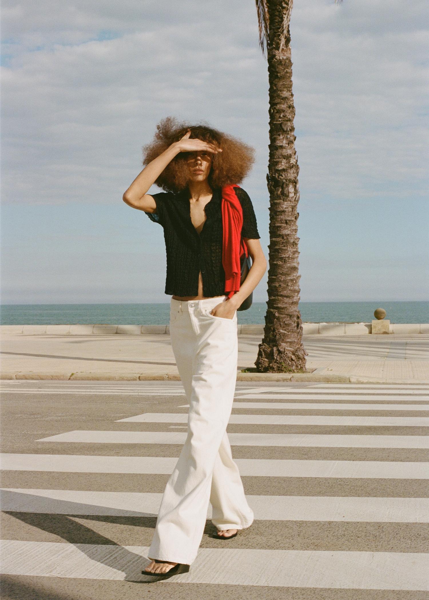 Textured polo-neck cardigan - Women | MANGO USA Product Image