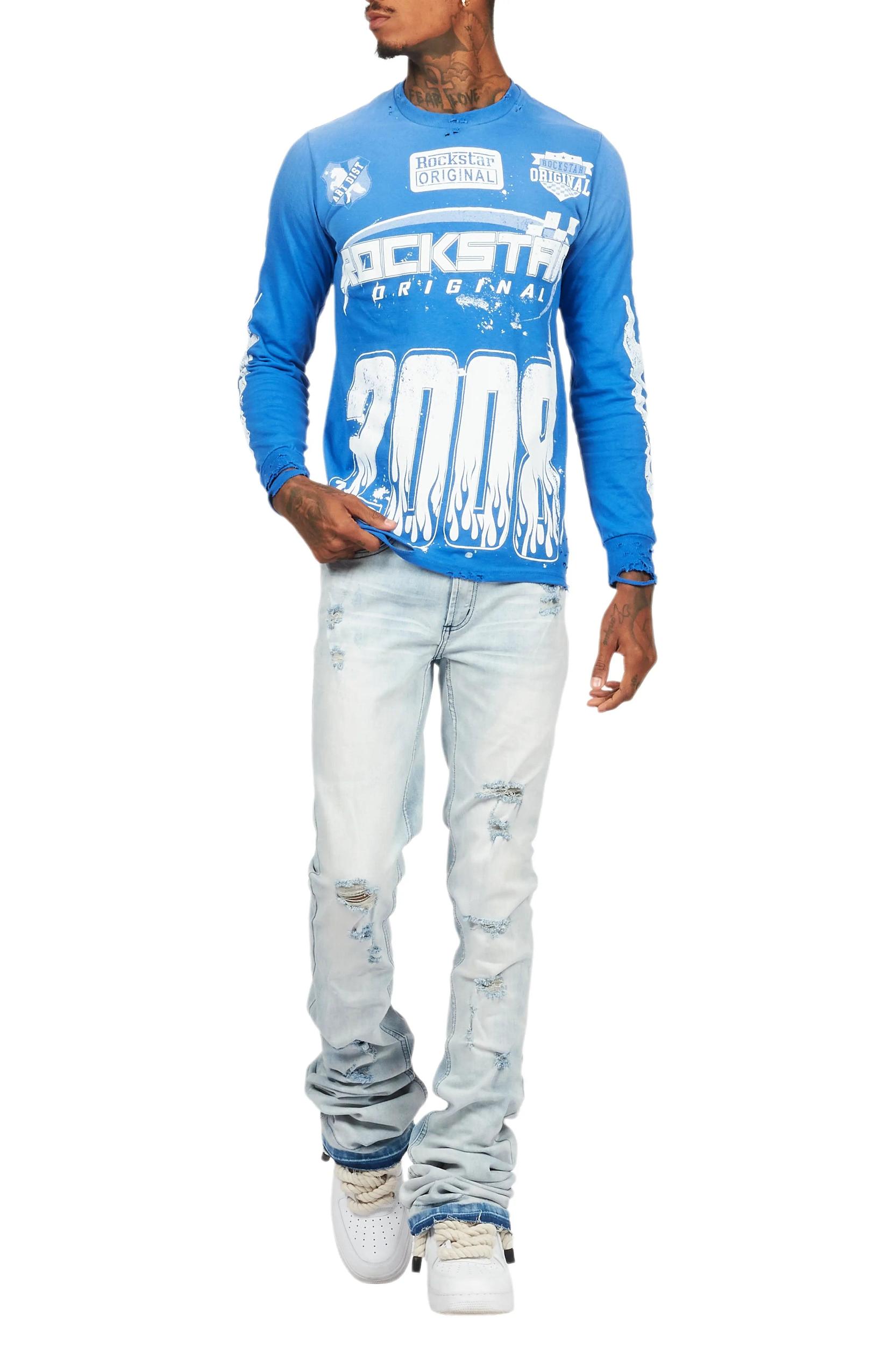 Stellan Blue Super Stacked Flare Jean Male Product Image