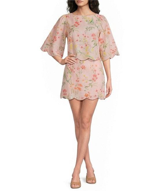 Mestiza New York Charlize Floral Print Boat Neck Elbow Bell Sleeve Coordinating Top Product Image