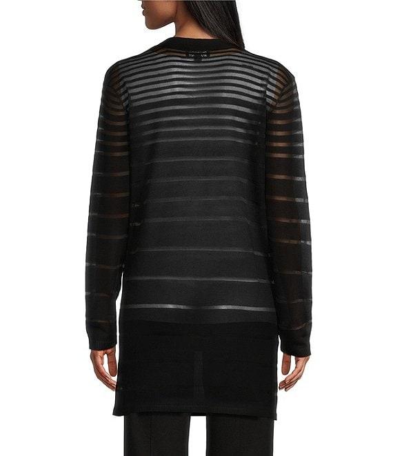 Slim Factor by Investments Long Sleeve Open-Front Mesh Cardigan Product Image