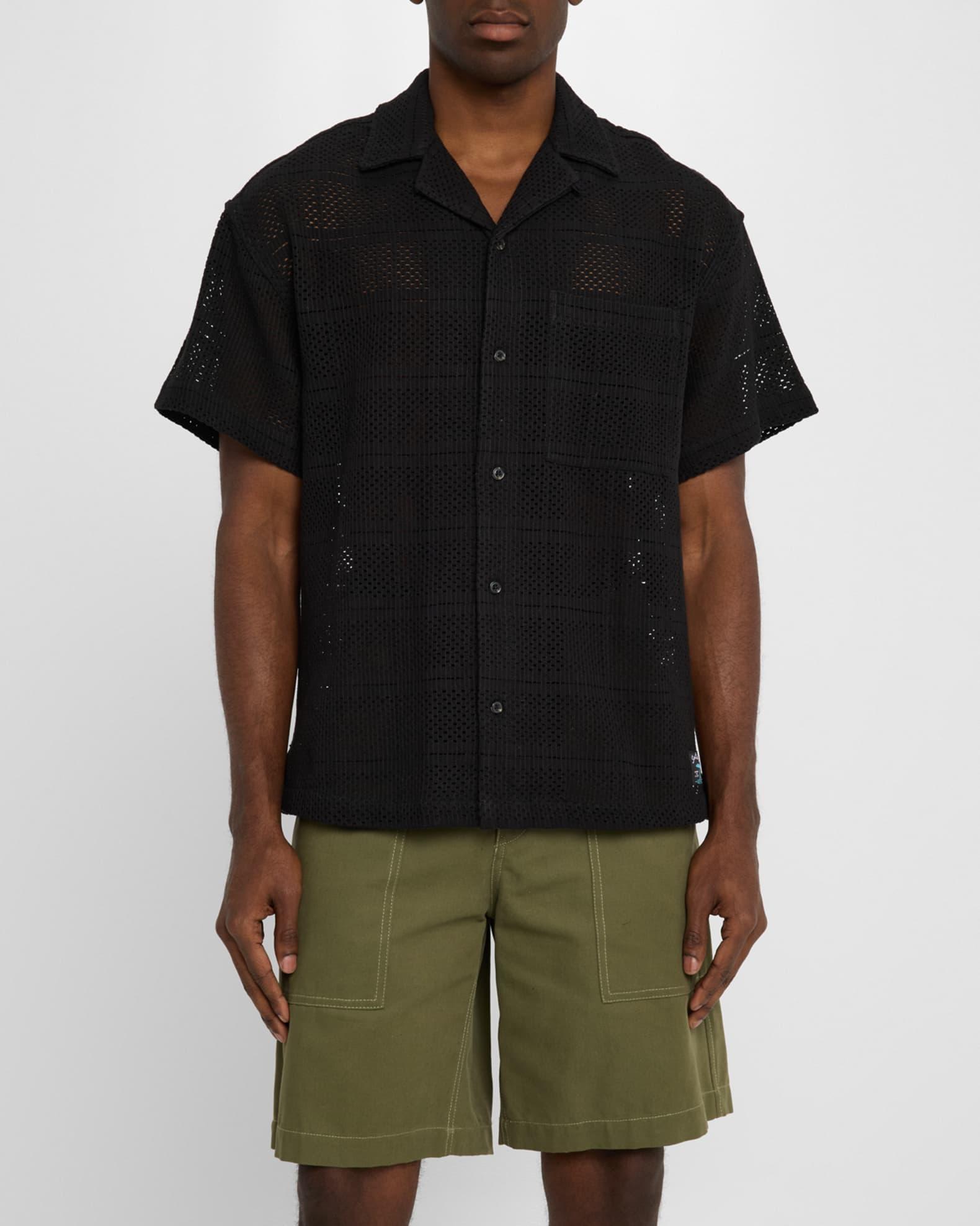 Men's Relaxed Crochet Camp Shirt Product Image