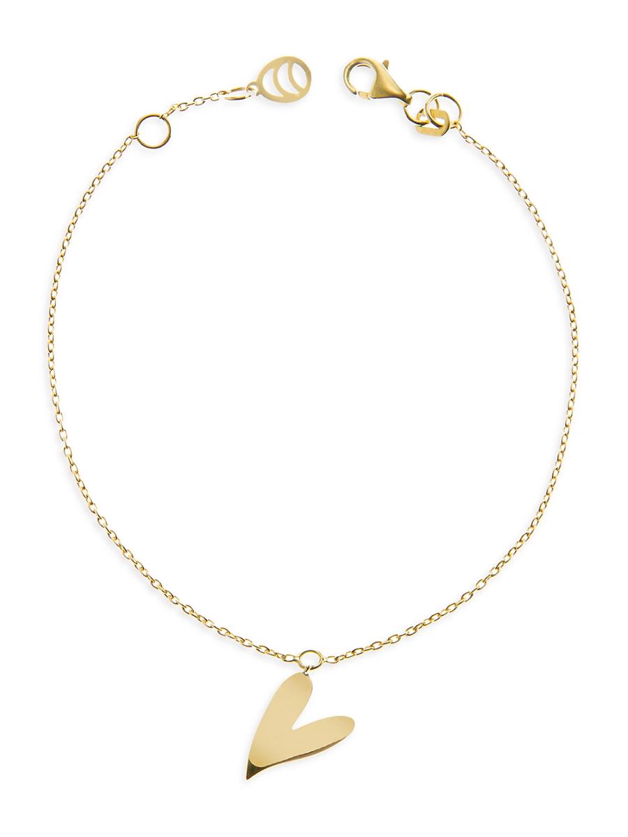 Womens Be Mine 14K Yellow Gold Heart Charm Bracelet Product Image