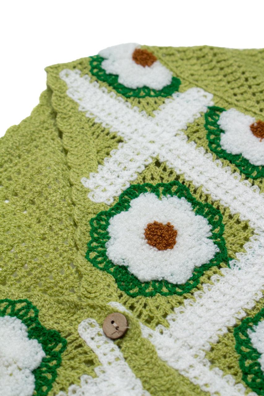 Green Floral Crochet Cardigan Product Image