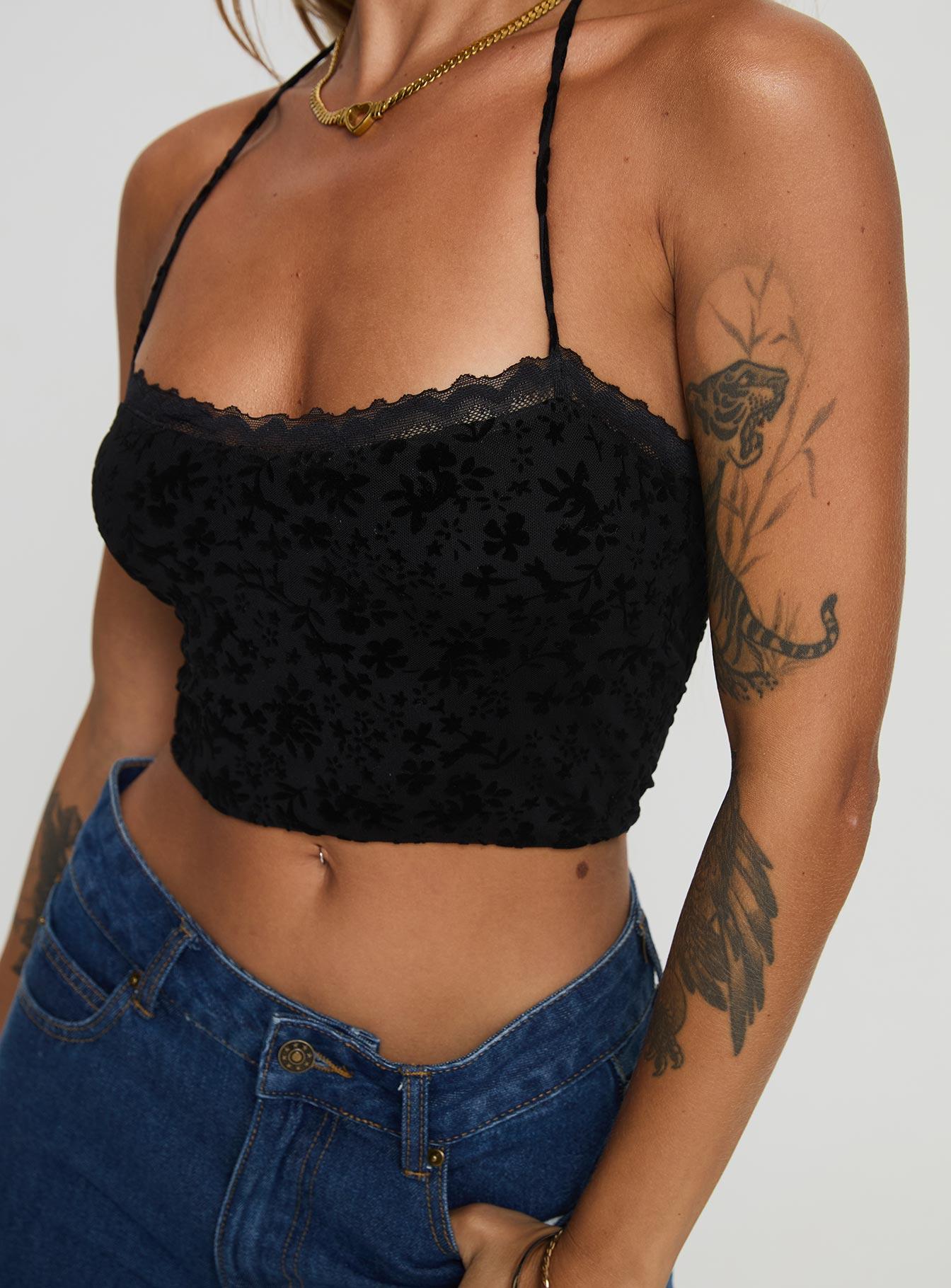 Burnout Velour Top Black Product Image