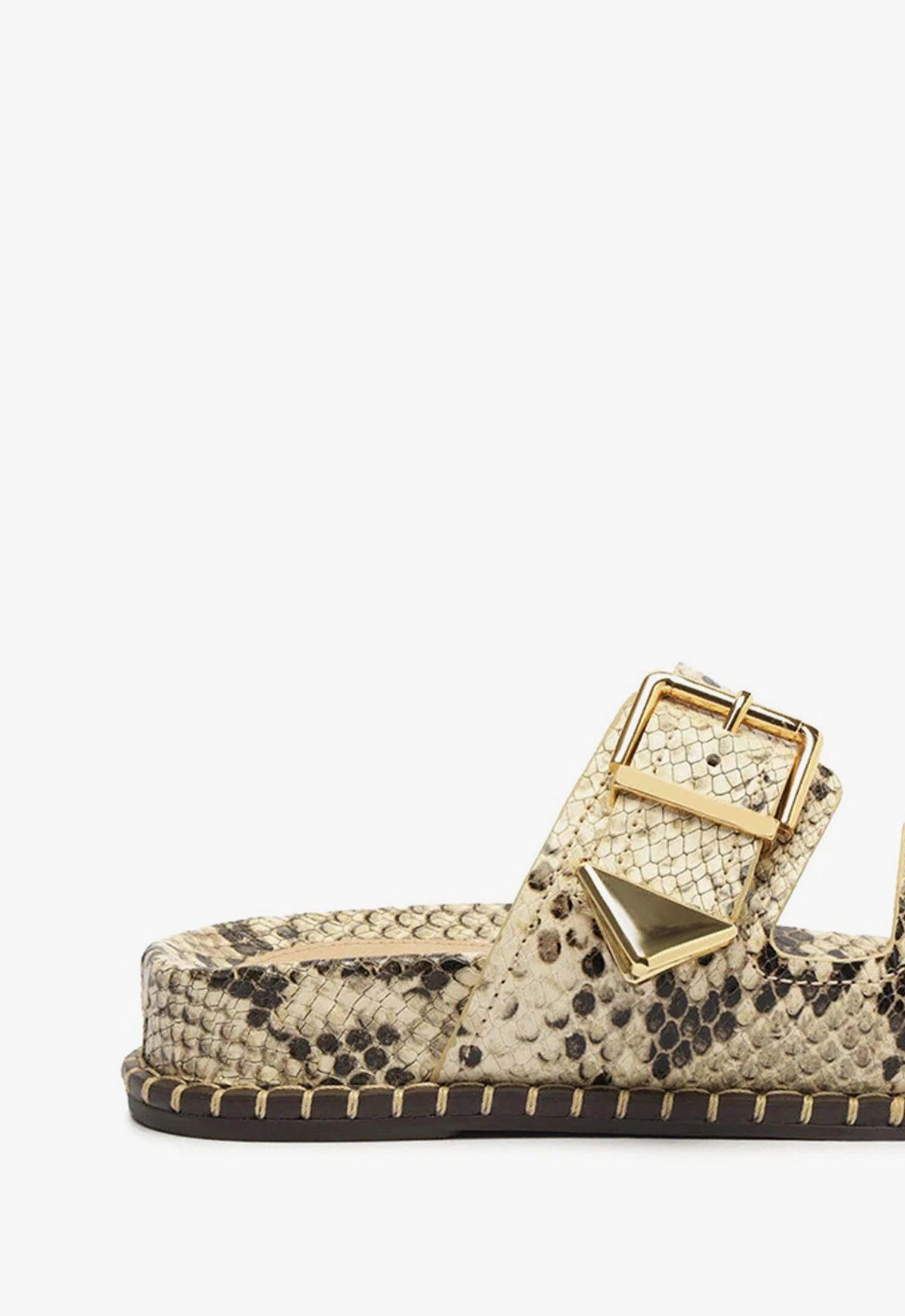 Naomi Sporty Snake-Embossed Leather Sandal Female Product Image