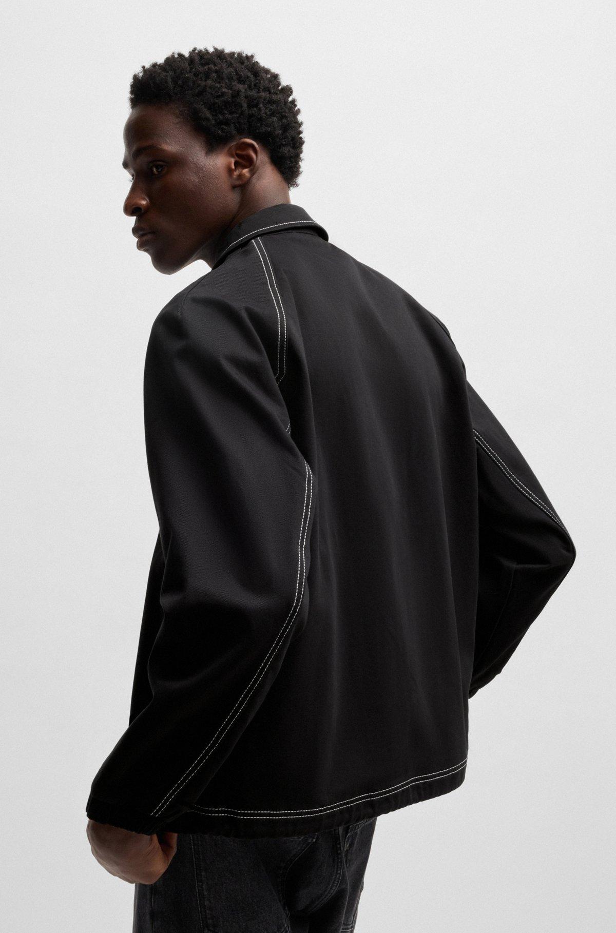 Cotton-twill jacket with chain-stitch logo Product Image