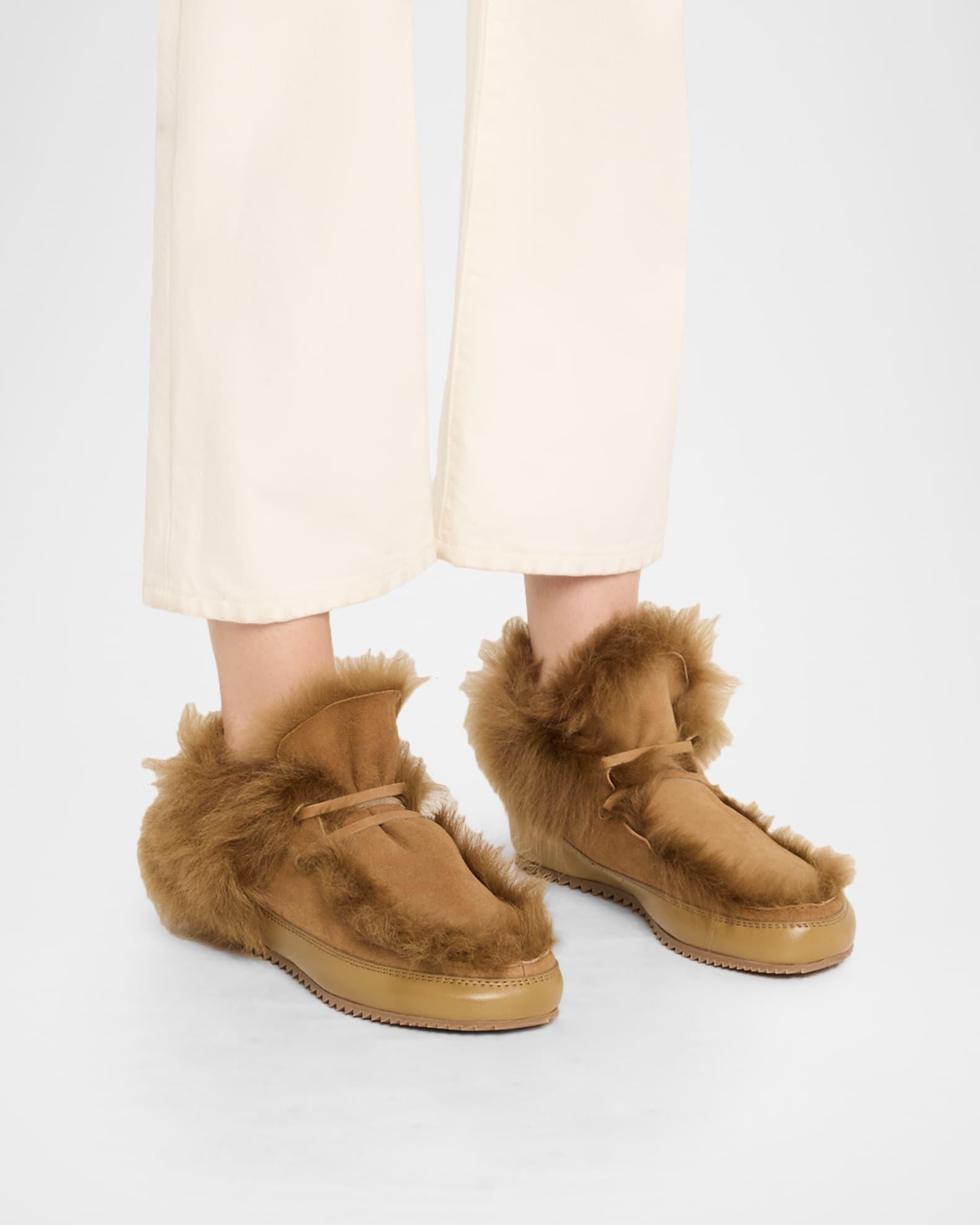Jadine Fur-Lined Mixed Leather Moccasins Product Image