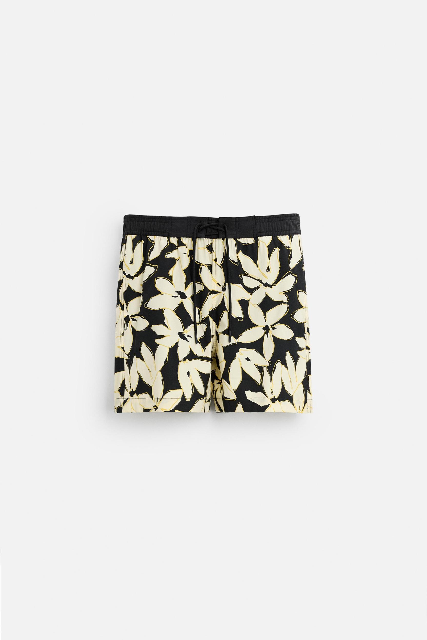 FLORAL PRINT LONG SWIMMING TRUNKS Product Image