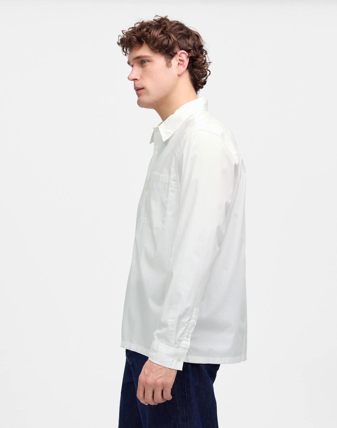 Straight-Hem Cotton Button-Up Shirt Product Image