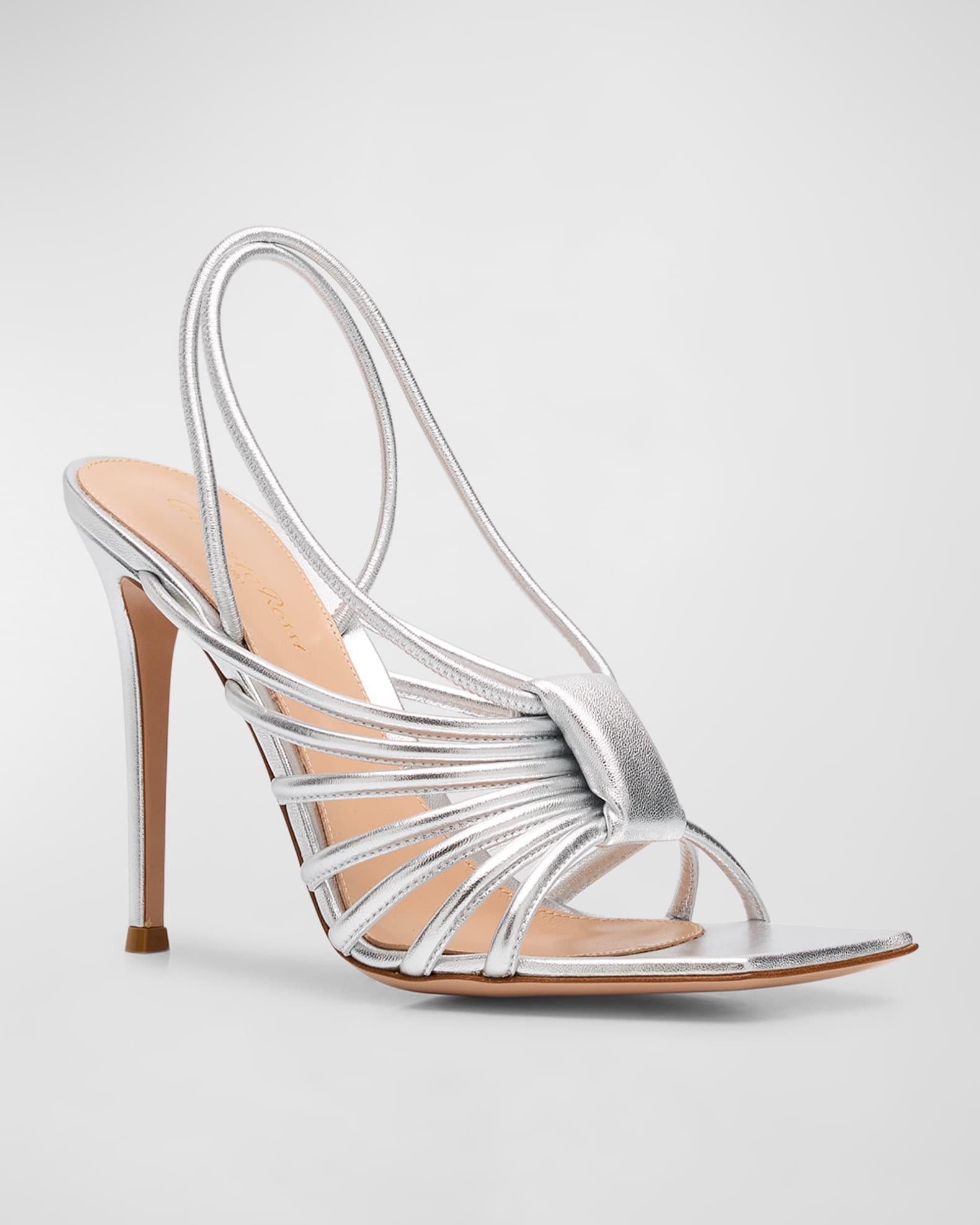 Metallic Strappy Caged Slingback Sandals Product Image