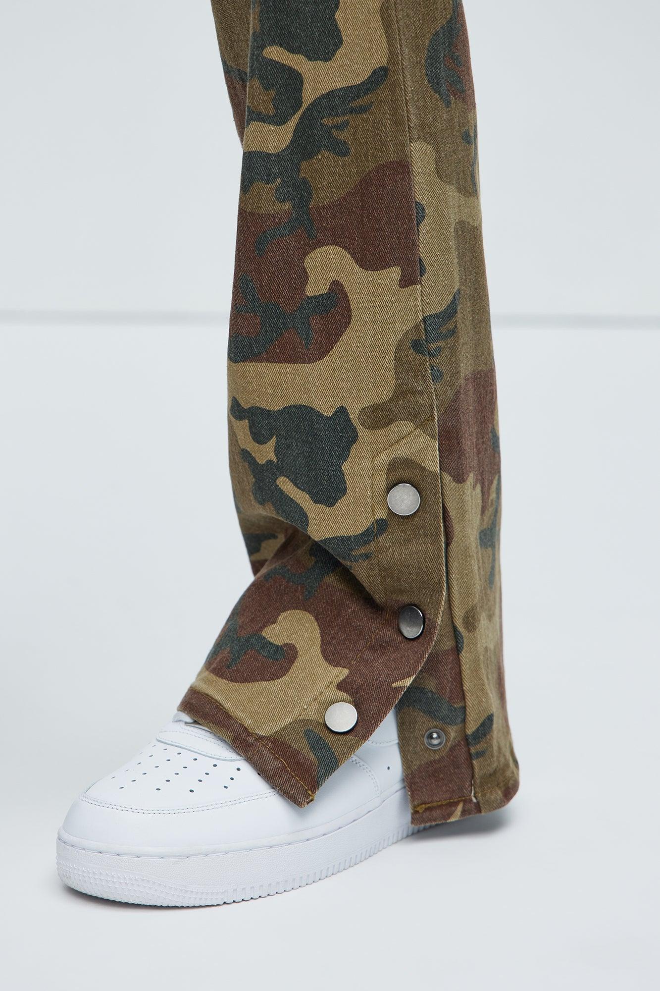 Snap At It Cargo Stacked Skinny Flare Pants - Camouflage Product Image