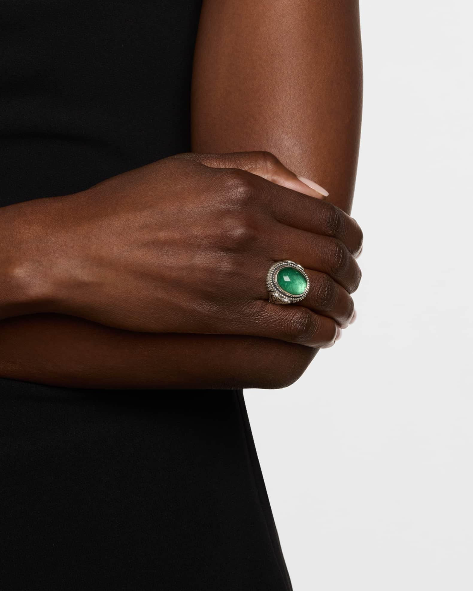 Ivy Rock Crystal, Aventurine and MOP Triplet Statement Ring Product Image