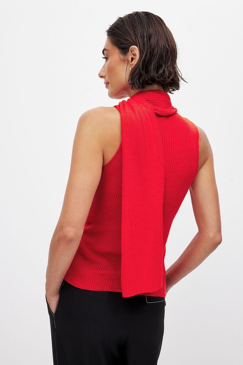 Knitted Scarf Detail Top Product Image