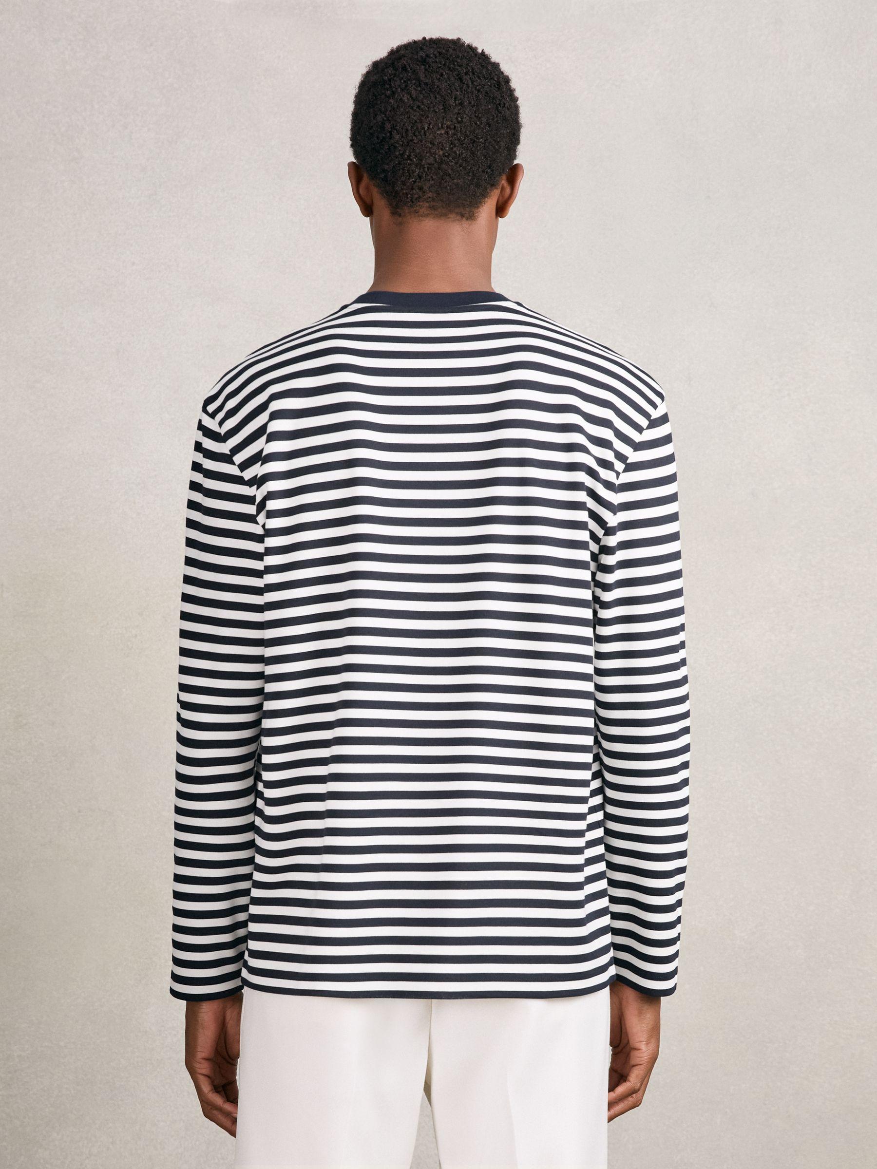 Striped Crew-Neck T-Shirt in Navy/White Product Image