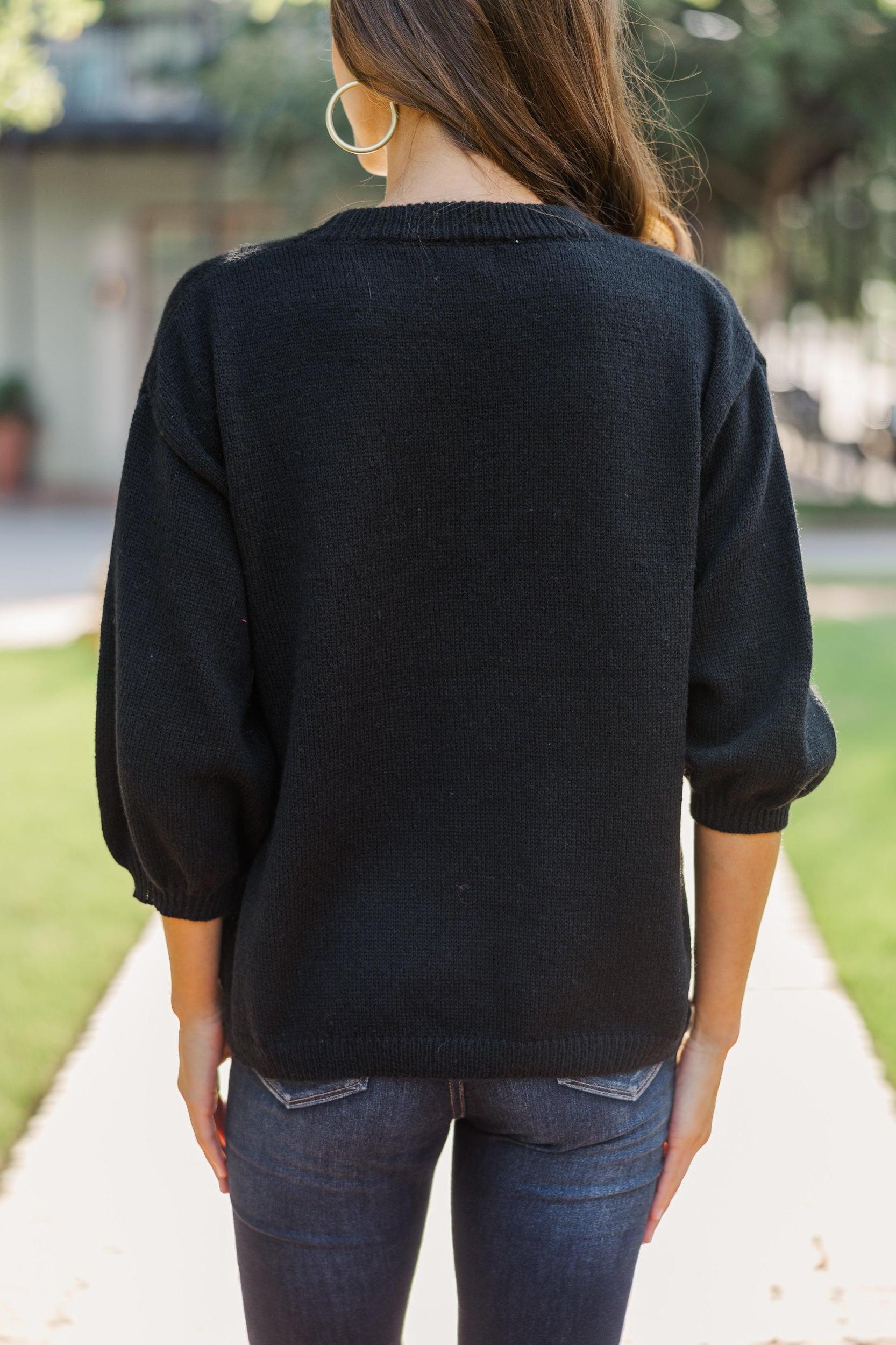 Let's Get Spooky Black Script Sweater Female Product Image