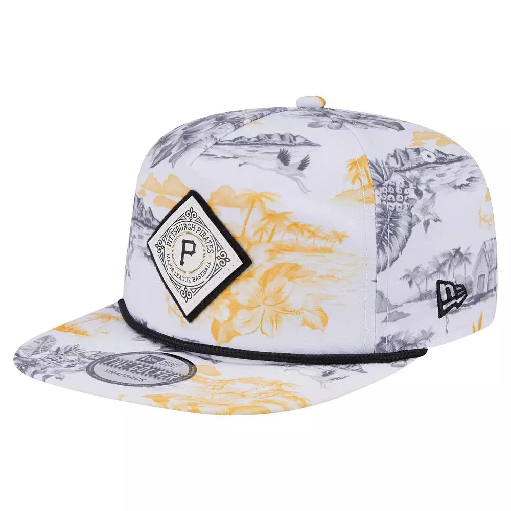 Men's New Era White Pittsburgh Pirates Printed Island Golfer Snapback Hat Product Image