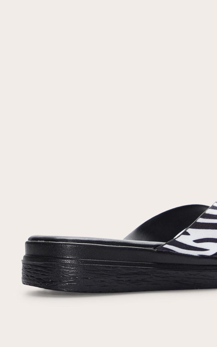 Zebra Faux Leather Toe Thong Platform Sandals Product Image
