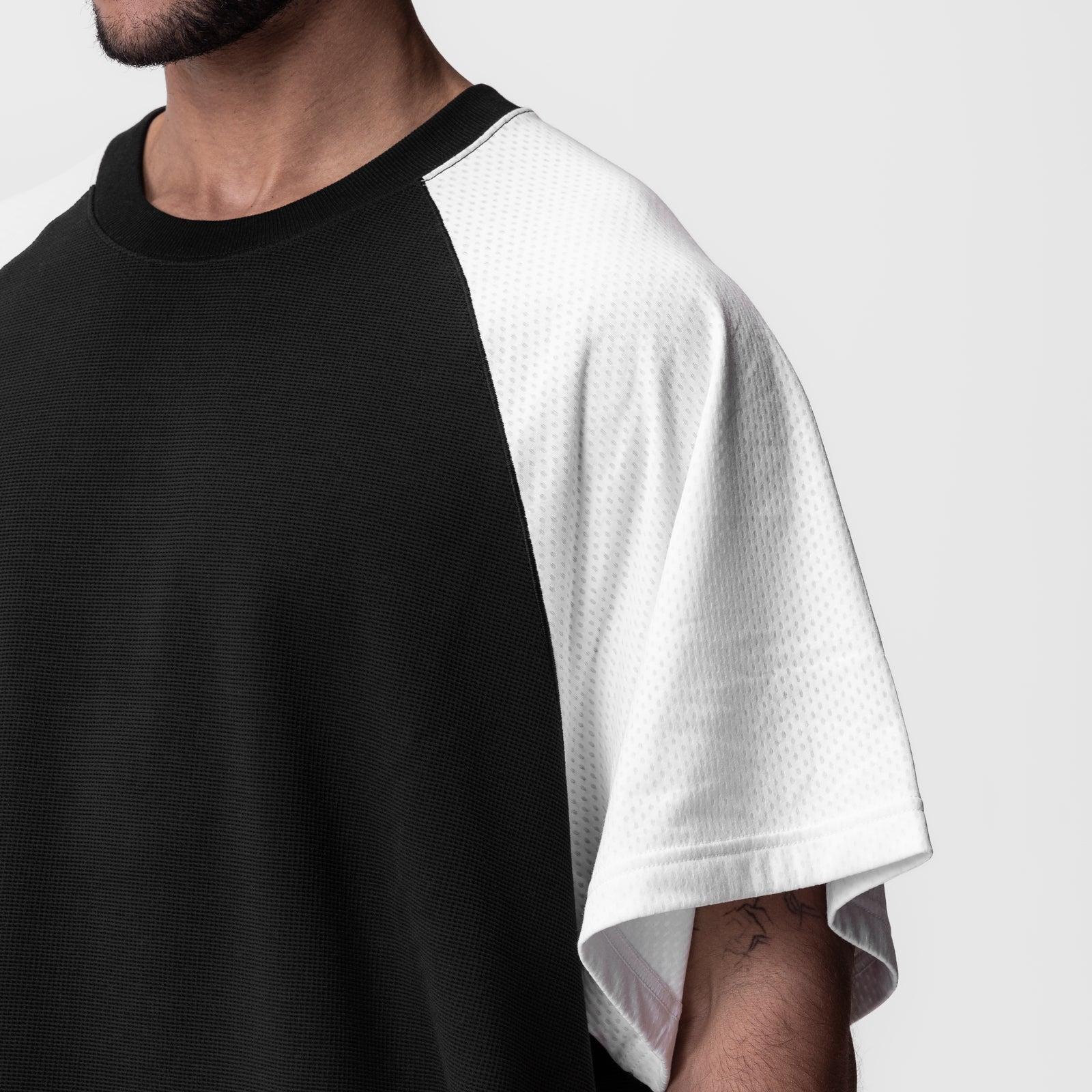 0946. Waffle Knit Oversized Tee - Black/White Product Image