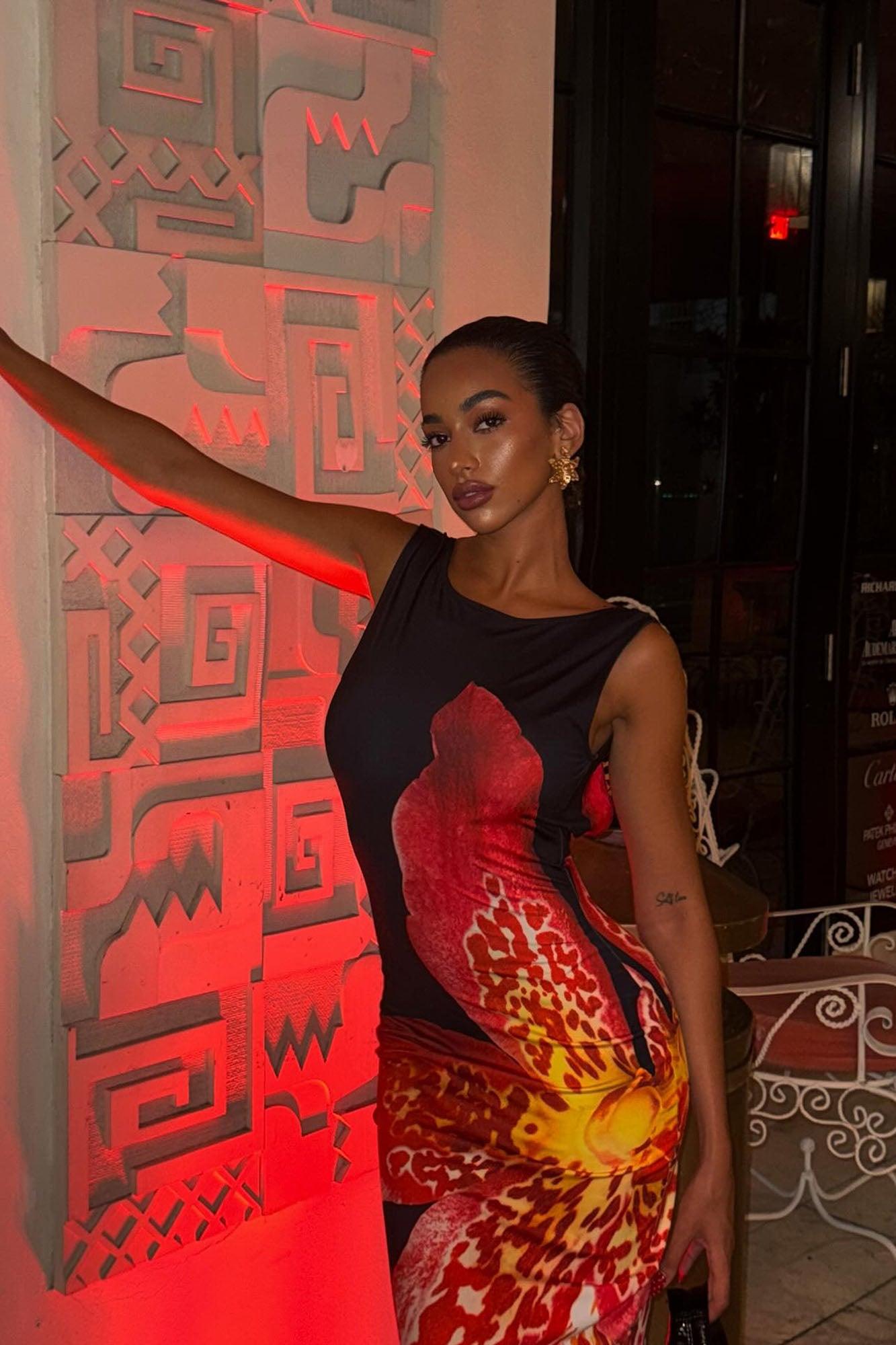 Catalina Floral Backless Maxi Dress - Black/combo Female Product Image