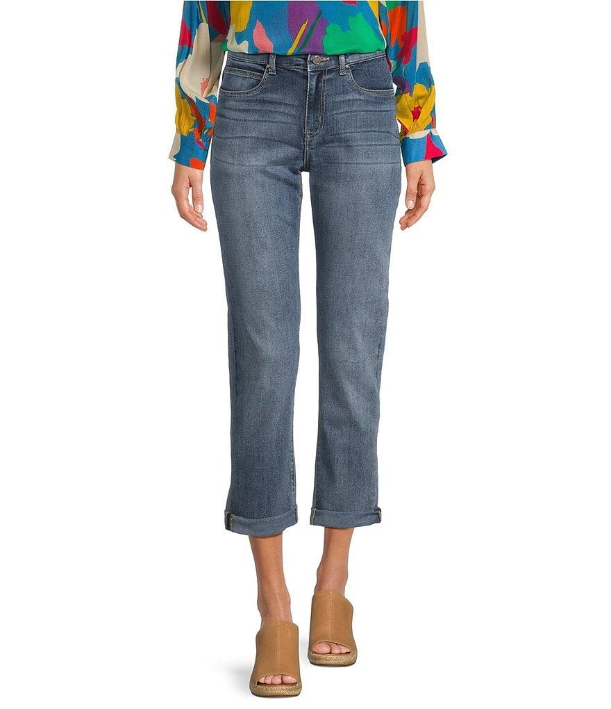 APNY Stretch Denim Mid Rise Girlfriend Rolled Cuff Jeans Product Image