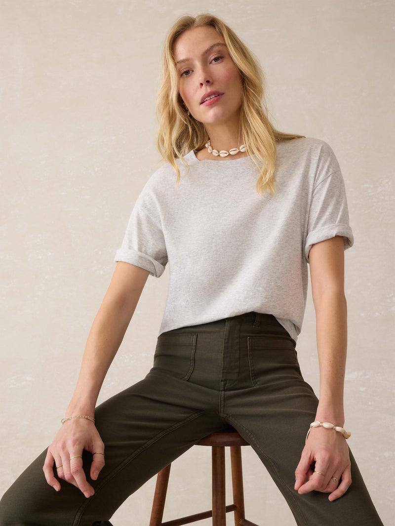 Sunwashed Regenerative Cotton Vintage Tee - Light Grey Heather Product Image
