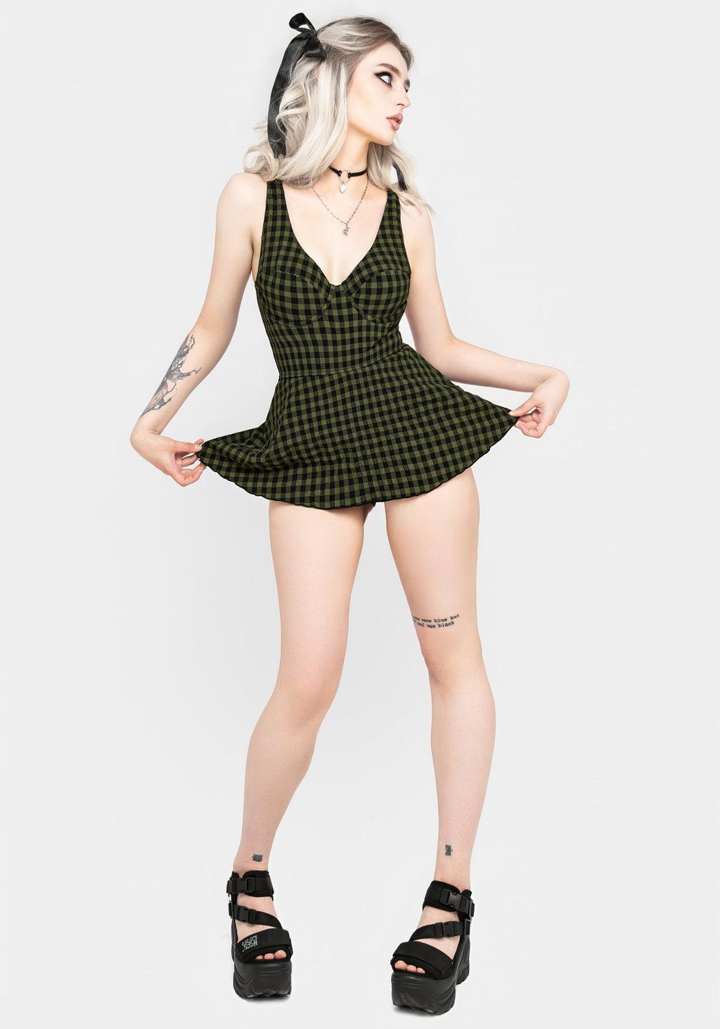Terra Gingham Peplum Skirted Swimsuit Product Image